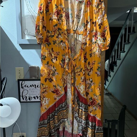 FARM Rio Anthropologie Soigne Floral Wrap Maxi Dress Size L NWT - Picture 8 of 15